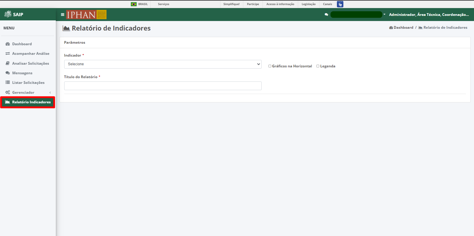 SAIP Interno Relatório de Indicadores